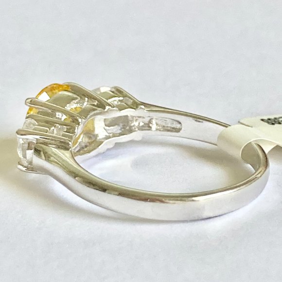 Sterling Silver Yellow Cubic Zirconia Ring Cocktail Size 9 10 Round Cut 925 - Picture 8 of 13